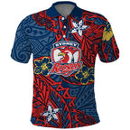 Personalised Sydney Roosters Polo Shirt Polynesian Tribal Pattern With Rugby Rooster Mascot Art