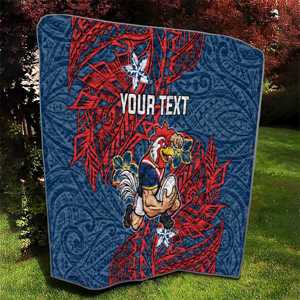 Personalised Sydney Roosters Quilt Polynesian Tribal Pattern With Rugby Rooster Mascot Art