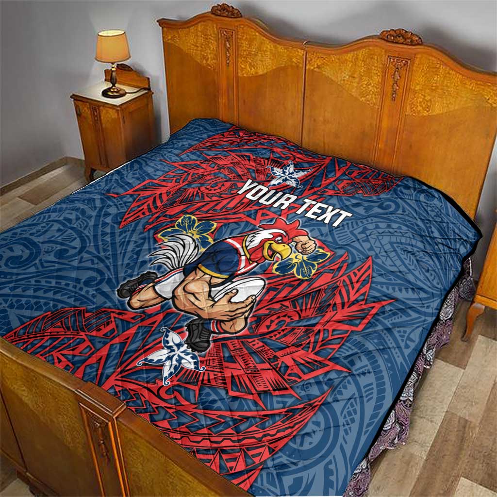 Personalised Sydney Roosters Quilt Polynesian Tribal Pattern With Rugby Rooster Mascot Art