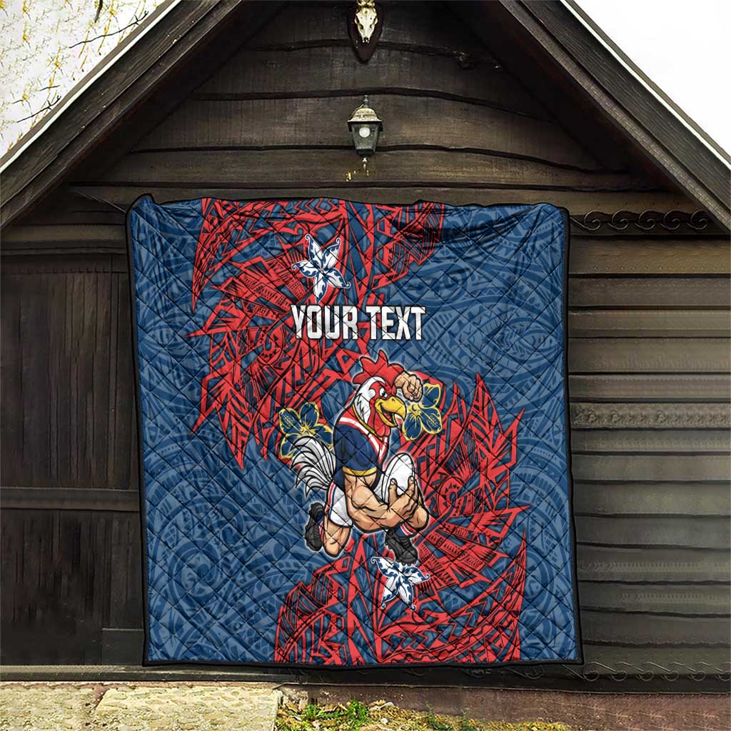 Personalised Sydney Roosters Quilt Polynesian Tribal Pattern With Rugby Rooster Mascot Art