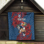 Personalised Sydney Roosters Quilt Polynesian Tribal Pattern With Rugby Rooster Mascot Art
