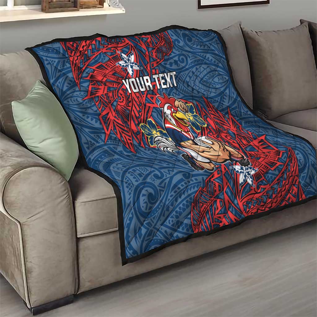 Personalised Sydney Roosters Quilt Polynesian Tribal Pattern With Rugby Rooster Mascot Art