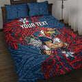 Personalised Sydney Roosters Quilt Bed Set Polynesian Tribal Pattern With Rugby Rooster Mascot Art