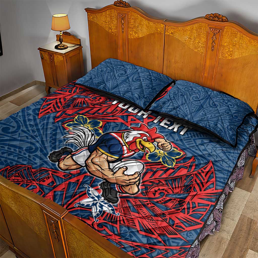 Personalised Sydney Roosters Quilt Bed Set Polynesian Tribal Pattern With Rugby Rooster Mascot Art