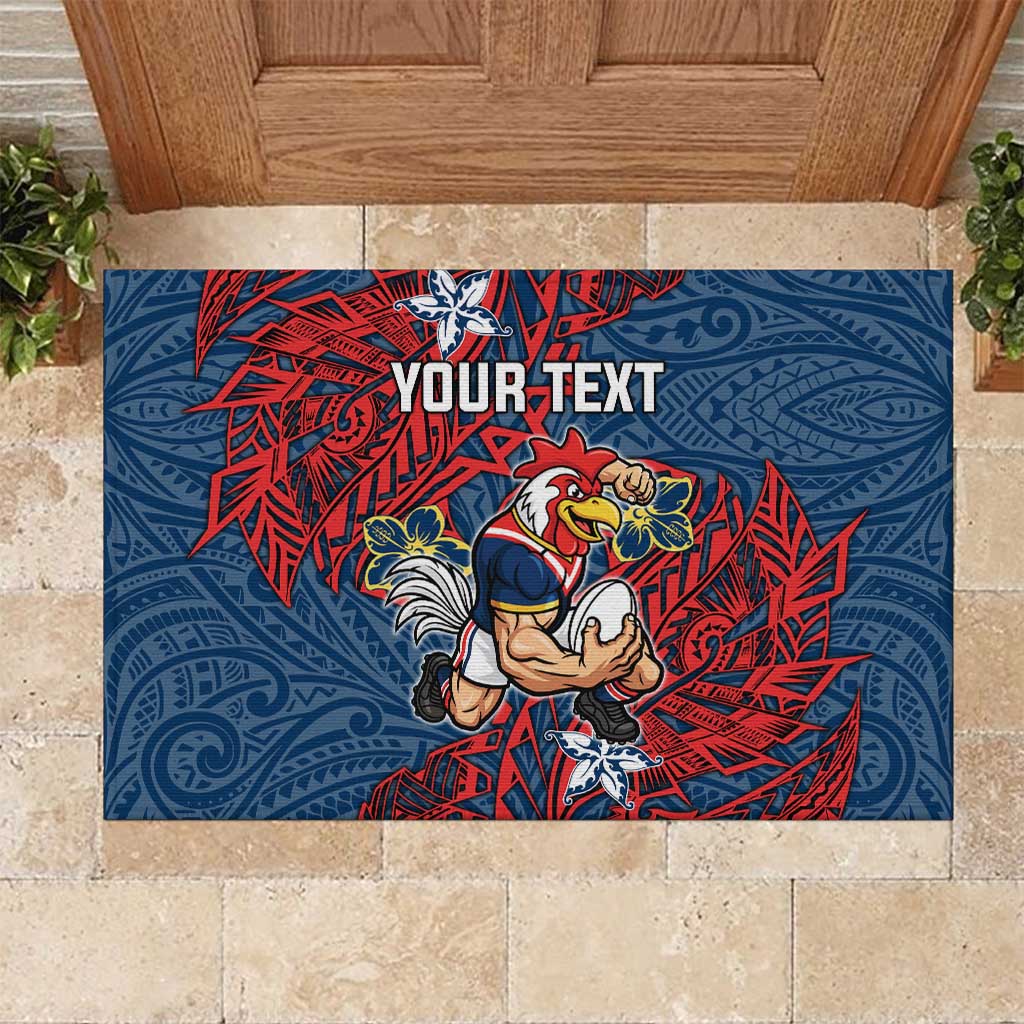 Personalised Sydney Roosters Rubber Doormat Polynesian Tribal Pattern With Rugby Rooster Mascot Art