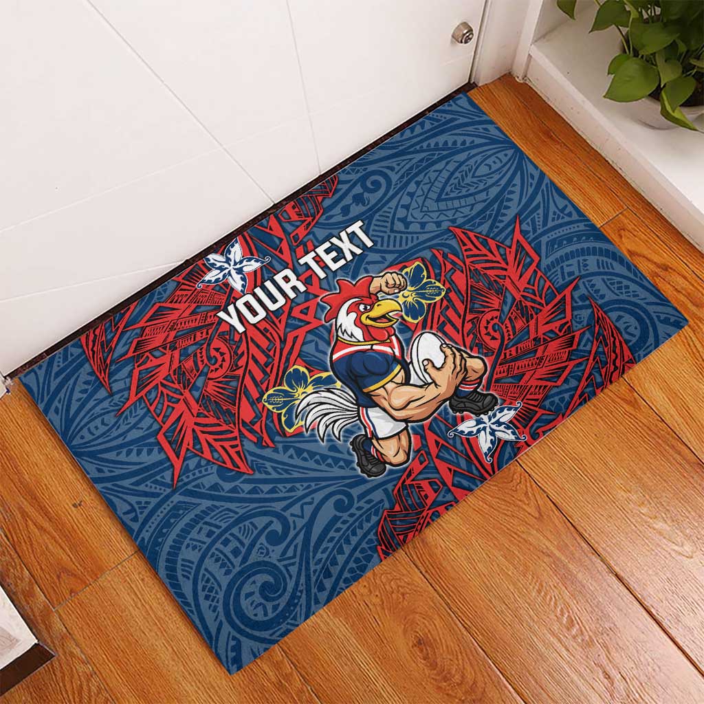 Personalised Sydney Roosters Rubber Doormat Polynesian Tribal Pattern With Rugby Rooster Mascot Art