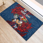 Personalised Sydney Roosters Rubber Doormat Polynesian Tribal Pattern With Rugby Rooster Mascot Art