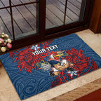 Personalised Sydney Roosters Rubber Doormat Polynesian Tribal Pattern With Rugby Rooster Mascot Art