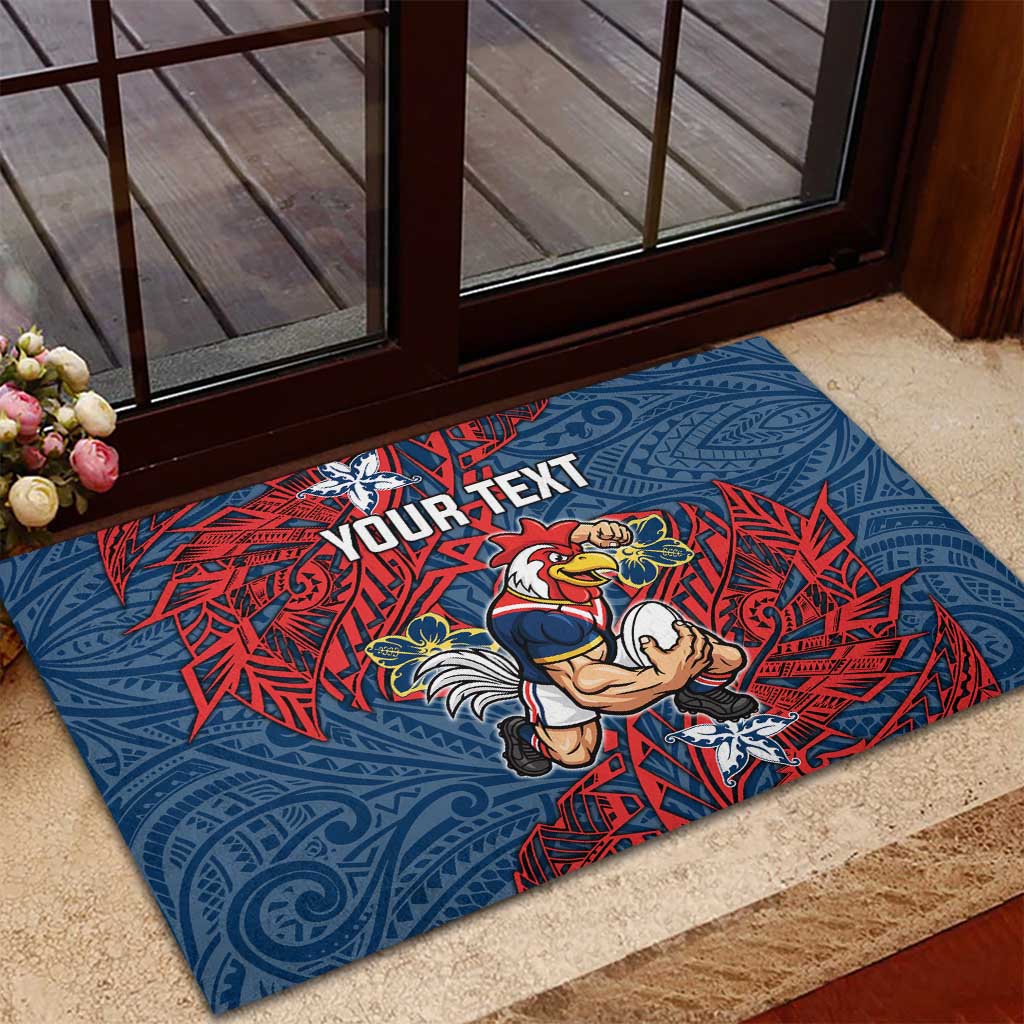 Personalised Sydney Roosters Rubber Doormat Polynesian Tribal Pattern With Rugby Rooster Mascot Art