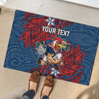 Personalised Sydney Roosters Rubber Doormat Polynesian Tribal Pattern With Rugby Rooster Mascot Art