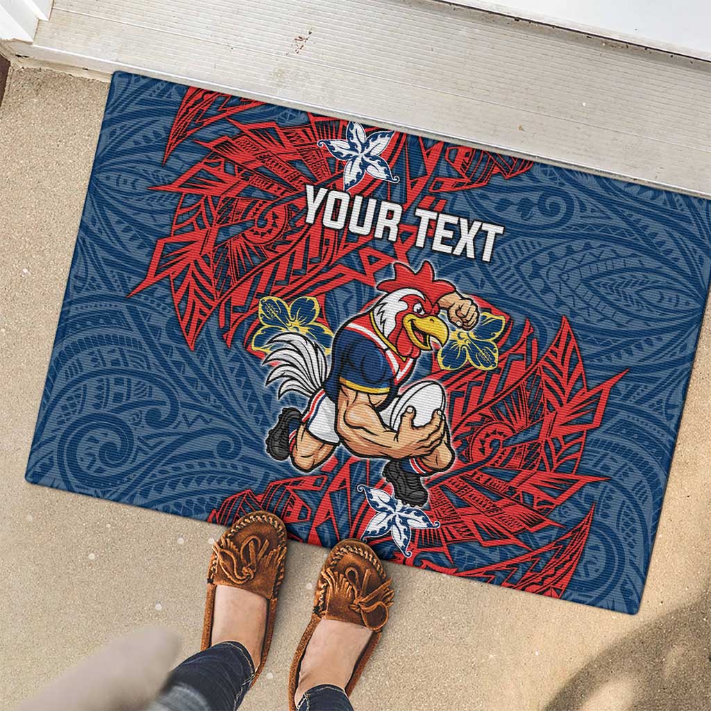 Personalised Sydney Roosters Rubber Doormat Polynesian Tribal Pattern With Rugby Rooster Mascot Art