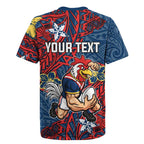 Personalised Sydney Roosters Rugby Jersey Polynesian Tribal Pattern With Rugby Rooster Mascot Art