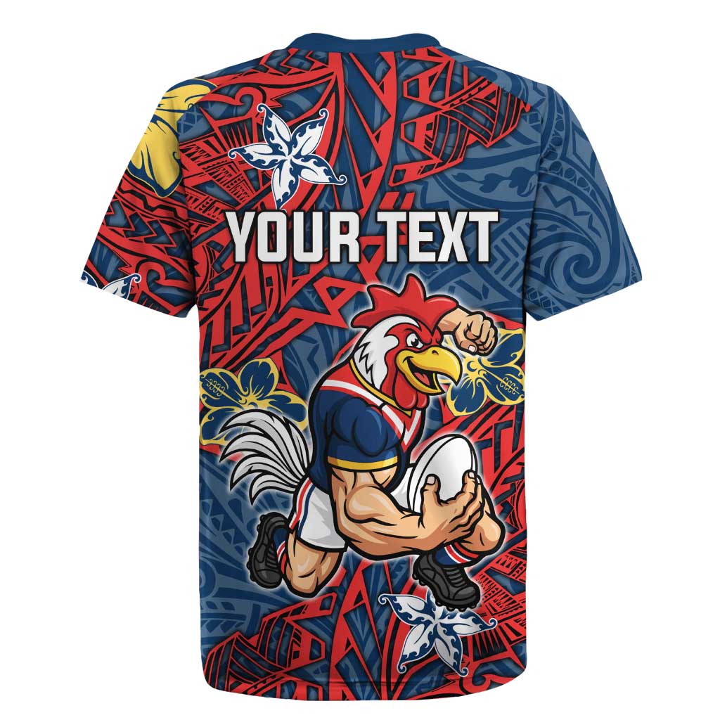 Personalised Sydney Roosters Rugby Jersey Polynesian Tribal Pattern With Rugby Rooster Mascot Art