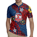 Personalised Sydney Roosters Rugby Jersey Polynesian Tribal Pattern With Rugby Rooster Mascot Art