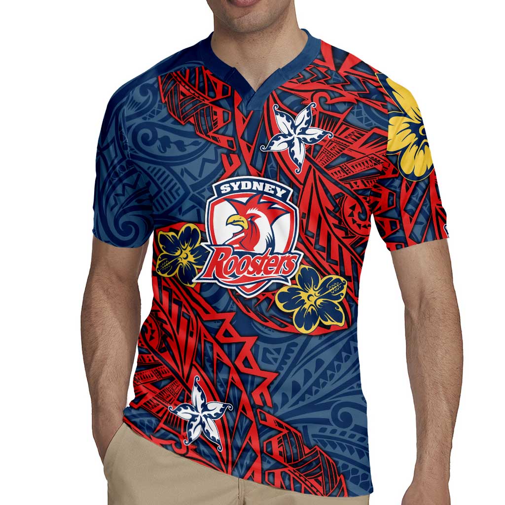 Personalised Sydney Roosters Rugby Jersey Polynesian Tribal Pattern With Rugby Rooster Mascot Art
