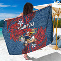 Personalised Sydney Roosters Sarong Polynesian Tribal Pattern With Rugby Rooster Mascot Art