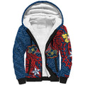 Personalised Sydney Roosters Sherpa Hoodie Polynesian Tribal Pattern With Rugby Rooster Mascot Art
