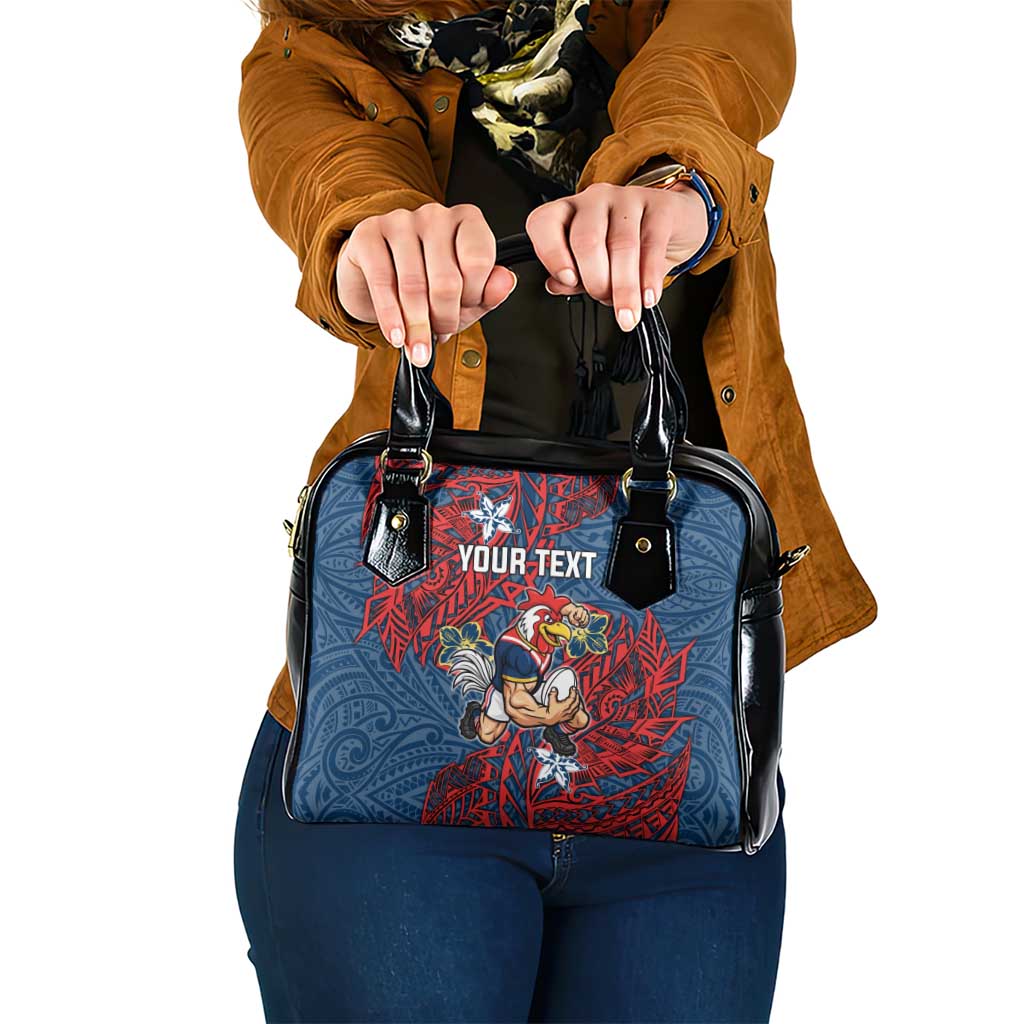 Personalised Sydney Roosters Shoulder Handbag Polynesian Tribal Pattern With Rugby Rooster Mascot Art