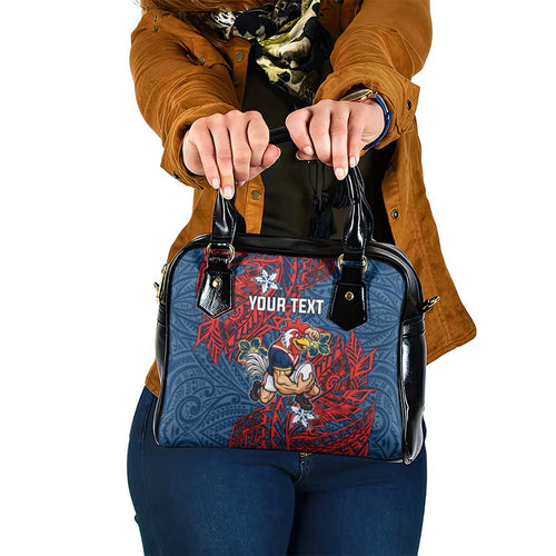 Personalised Sydney Roosters Shoulder Handbag Polynesian Tribal Pattern With Rugby Rooster Mascot Art