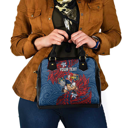 Personalised Sydney Roosters Shoulder Handbag Polynesian Tribal Pattern With Rugby Rooster Mascot Art