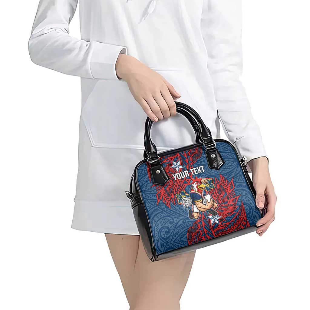 Personalised Sydney Roosters Shoulder Handbag Polynesian Tribal Pattern With Rugby Rooster Mascot Art