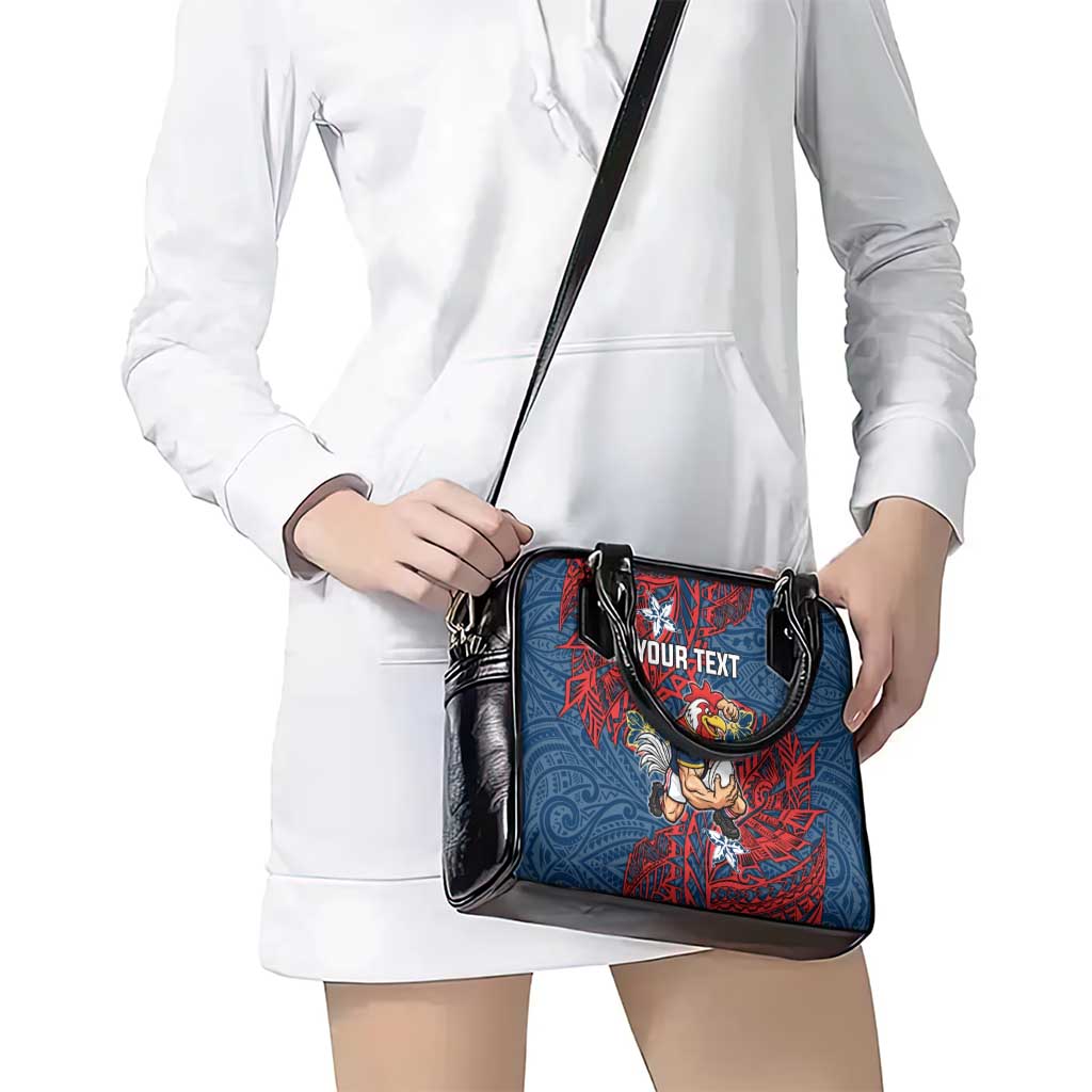 Personalised Sydney Roosters Shoulder Handbag Polynesian Tribal Pattern With Rugby Rooster Mascot Art