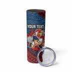 Personalised Sydney Roosters Skinny Tumbler Polynesian Tribal Pattern With Rugby Rooster Mascot Art