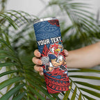 Personalised Sydney Roosters Skinny Tumbler Polynesian Tribal Pattern With Rugby Rooster Mascot Art