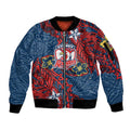 Personalised Sydney Roosters Sleeve Zip Bomber Jacket Polynesian Tribal Pattern With Rugby Rooster Mascot Art