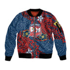 Personalised Sydney Roosters Sleeve Zip Bomber Jacket Polynesian Tribal Pattern With Rugby Rooster Mascot Art
