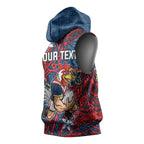 Personalised Sydney Roosters Sleeveless Hoodie Polynesian Tribal Pattern With Rugby Rooster Mascot Art