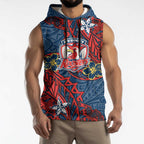 Personalised Sydney Roosters Sleeveless Hoodie Polynesian Tribal Pattern With Rugby Rooster Mascot Art