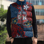 Personalised Sydney Roosters Sleeveless Puffer Jacket Polynesian Tribal Pattern With Rugby Rooster Mascot Art