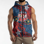 Personalised Sydney Roosters Sleeveless Zip Hoodie Polynesian Tribal Pattern With Rugby Rooster Mascot Art