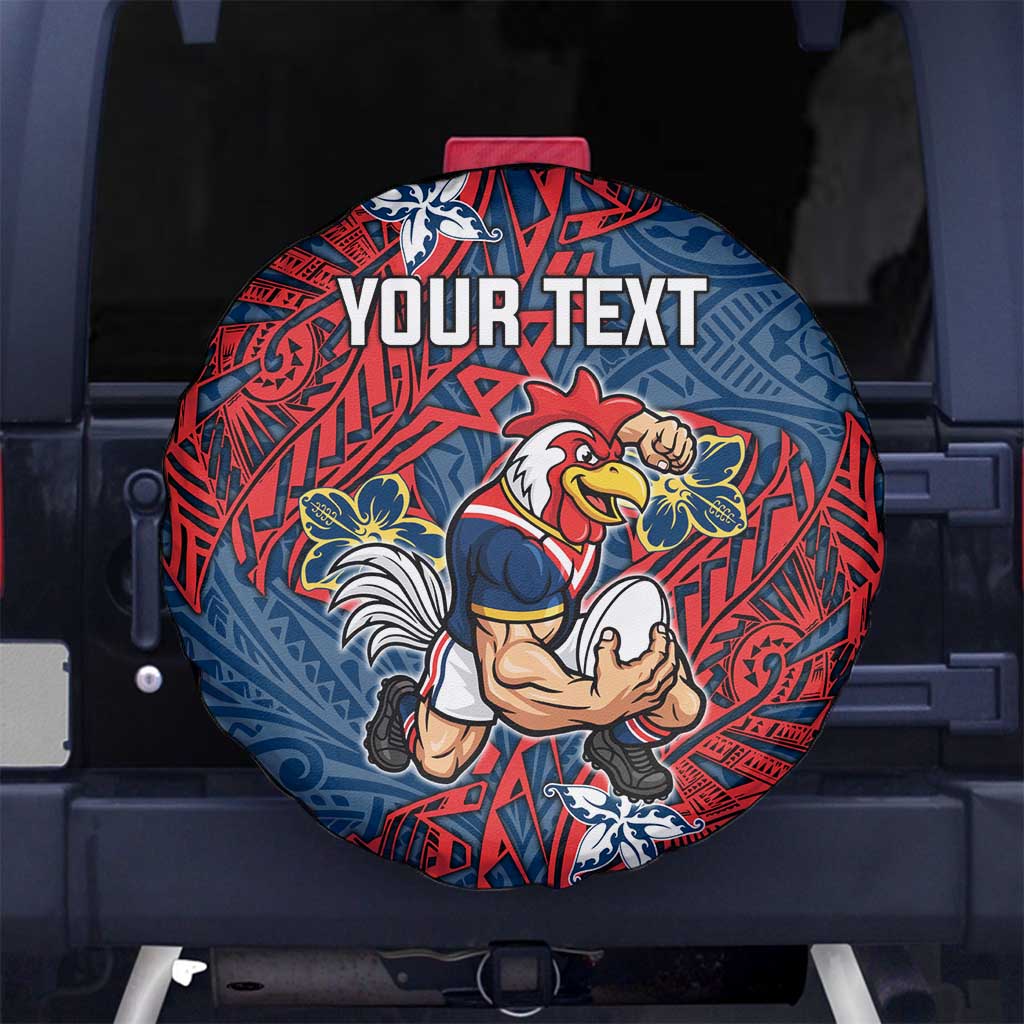 Personalised Sydney Roosters Spare Tire Cover Polynesian Tribal Pattern With Rugby Rooster Mascot Art