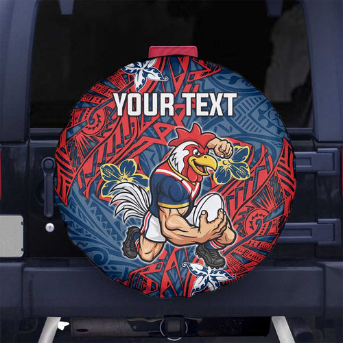 Personalised Sydney Roosters Spare Tire Cover Polynesian Tribal Pattern With Rugby Rooster Mascot Art