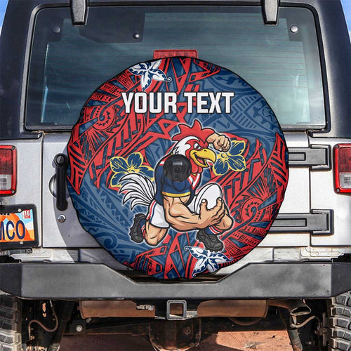 Personalised Sydney Roosters Spare Tire Cover Polynesian Tribal Pattern With Rugby Rooster Mascot Art
