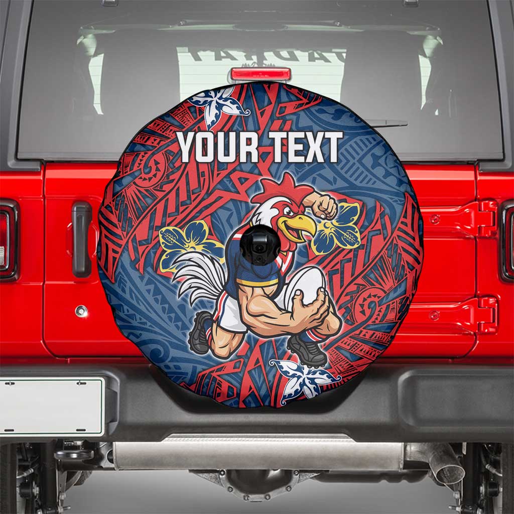 Personalised Sydney Roosters Spare Tire Cover Polynesian Tribal Pattern With Rugby Rooster Mascot Art