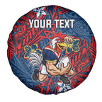 Personalised Sydney Roosters Spare Tire Cover Polynesian Tribal Pattern With Rugby Rooster Mascot Art