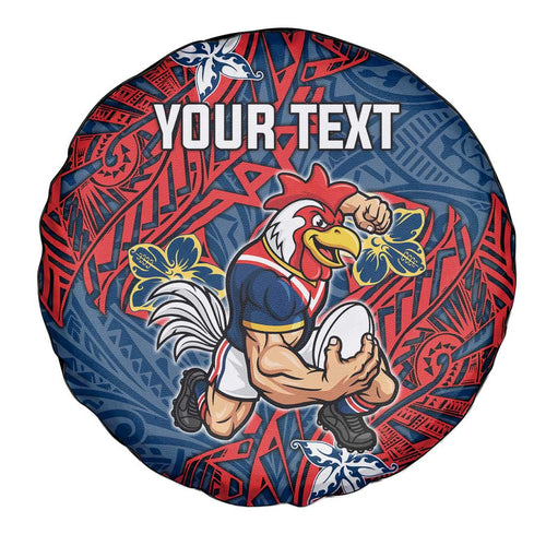 Personalised Sydney Roosters Spare Tire Cover Polynesian Tribal Pattern With Rugby Rooster Mascot Art