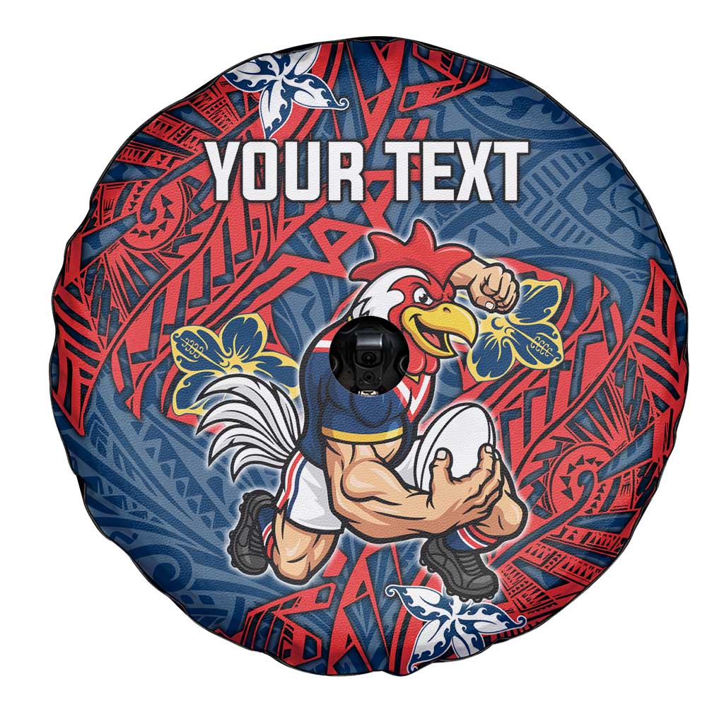 Personalised Sydney Roosters Spare Tire Cover Polynesian Tribal Pattern With Rugby Rooster Mascot Art