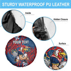 Personalised Sydney Roosters Spare Tire Cover Polynesian Tribal Pattern With Rugby Rooster Mascot Art