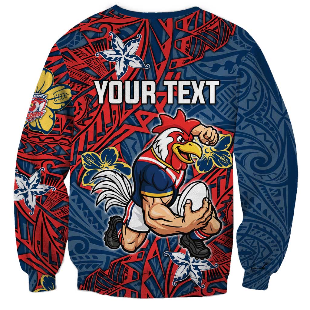 Personalised Sydney Roosters Sweatshirt Polynesian Tribal Pattern With Rugby Rooster Mascot Art