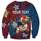 Personalised Sydney Roosters Sweatshirt Polynesian Tribal Pattern With Rugby Rooster Mascot Art