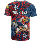Personalised Sydney Roosters T Shirt Polynesian Tribal Pattern With Rugby Rooster Mascot Art