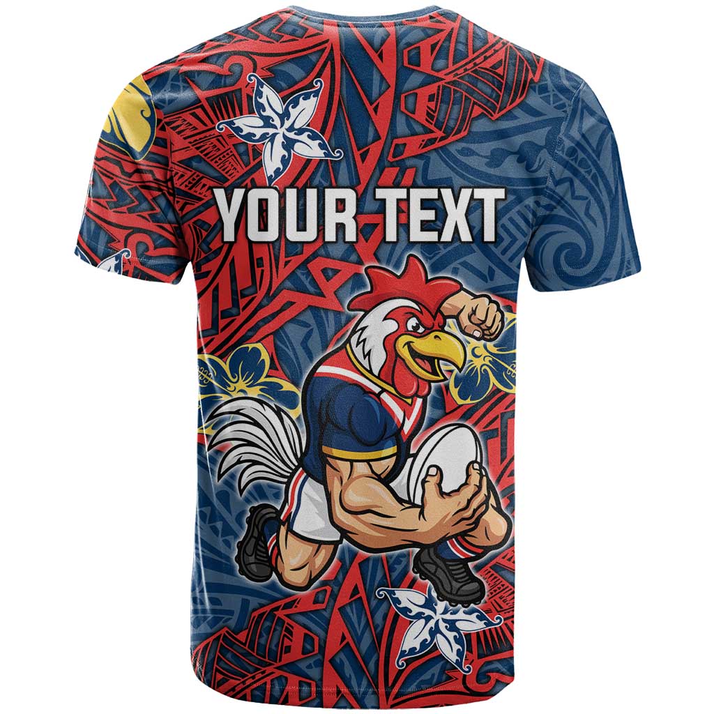 Personalised Sydney Roosters T Shirt Polynesian Tribal Pattern With Rugby Rooster Mascot Art