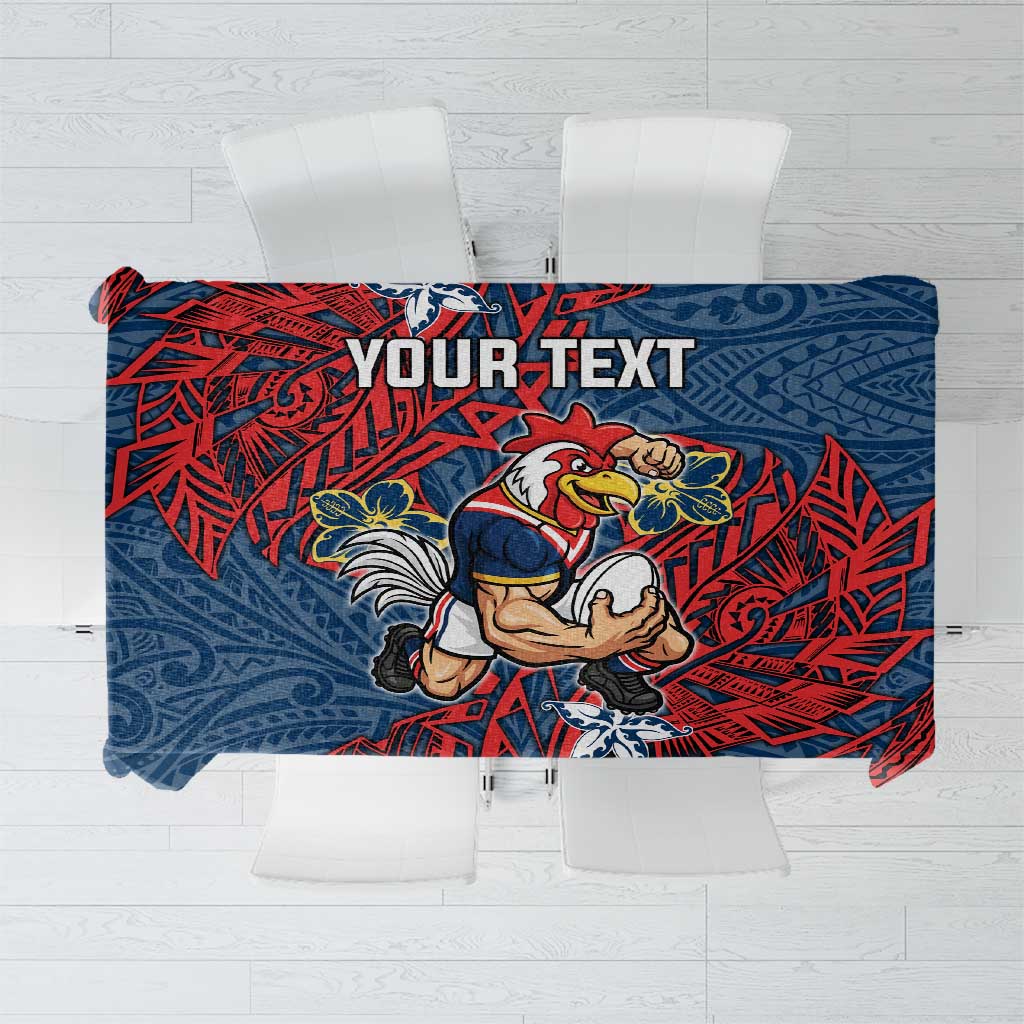 Personalised Sydney Roosters Tablecloth Polynesian Tribal Pattern With Rugby Rooster Mascot Art