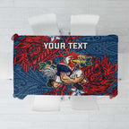 Personalised Sydney Roosters Tablecloth Polynesian Tribal Pattern With Rugby Rooster Mascot Art