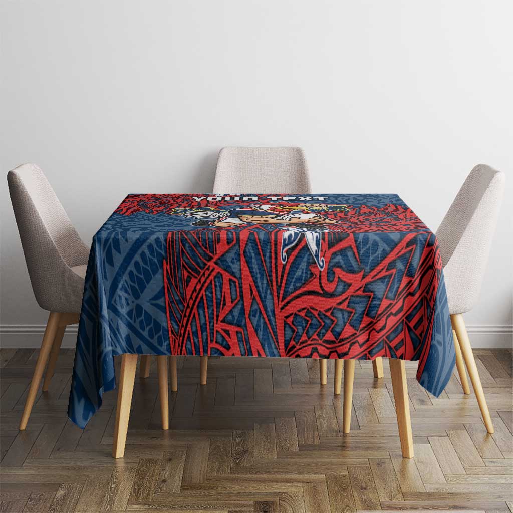 Personalised Sydney Roosters Tablecloth Polynesian Tribal Pattern With Rugby Rooster Mascot Art