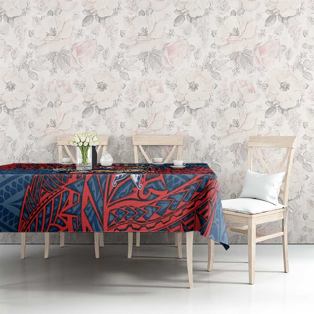 Personalised Sydney Roosters Tablecloth Polynesian Tribal Pattern With Rugby Rooster Mascot Art